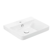 WS Bath Collections Luxury 19-11/16" Rectangular Ceramic Drop In or Wall Mounted Bathroom Sink with Overflow and 1 Faucet Hole Glossy White