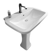 WS Bath Collections 29-1/2" Ceramic Pedestal Bathroom Sink with Single Faucet Hole and Overflow White