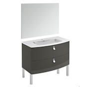 WS Bath Collections Rondo 40" Free Standing Single Basin Vanity Set with Engineered Wood Cabinet, Ceramic Vanity Top with Integrated Sink, and Mirror Anthracite