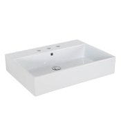 WS Bath Collections Simple 27-3/5" Vessel or Wall Mounted Bathroom Sink with Three Faucet Holes - Includes Overflow White