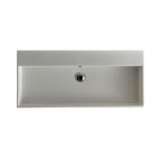 WS Bath Collections Unlimited 39.4"L Ceramic Wall Mounted / Vessel Sink - Includes Overflow White