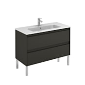 WS Bath Collections Ambra 40" Free Standing Single Basin Vanity Set with Cabinet and Ceramic Vanity Top Gloss Anthracite