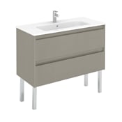 WS Bath Collections Ambra 40" Free Standing Single Basin Vanity Set with Cabinet and Ceramic Vanity Top Matte Sand