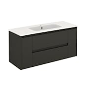 WS Bath Collections Ambra 48" Wall Mounted Single Basin Vanity Set with Cabinet and Ceramic Vanity Top Gloss Anthracite
