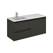 WS Bath Collections Ambra 48" Wall Mounted Single Basin Vanity Set with Cabinet and Ceramic Vanity Top Gloss Anthracite