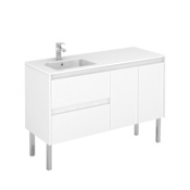 WS Bath Collections Ambra 48" Free Standing Single Basin Vanity Set with Cabinet and Ceramic Vanity Top Gloss White