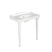 WS Bath Collections Antique 31-1/2" Rectangular Ceramic Console Bathroom Sink with 3 Faucet Holes at 8" Centers Glossy White