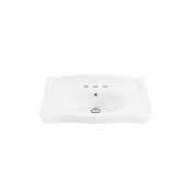 WS Bath Collections Antique 31-1/2" Rectangular Ceramic Wall Mounted Bathroom Sink with 3 Faucet Holes at 8" Centers Glossy White
