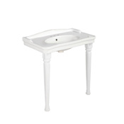 WS Bath Collections Antique 39-3/8" Rectangular Ceramic Console Bathroom Sink with Single Faucet Hole Glossy White