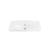 WS Bath Collections Antique 39-3/8" Rectangular Ceramic Wall Mounted Bathroom Sink with Single Faucet Hole Glossy White