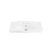 WS Bath Collections Antique 39-3/8" Rectangular Ceramic Wall Mounted Bathroom Sink with 3 Faucet Holes at 8" Centers Glossy White