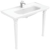 WS Bath Collections Antique 39-3/8" Rectangular Ceramic Console Bathroom Sink with Overflow and Single Faucet Hole Glossy White