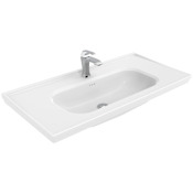 WS Bath Collections Antique 39-3/8" Rectangular Ceramic Drop In, Wall Mounted Bathroom Sink with Overflow and Single Faucet Hole Glossy White