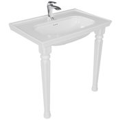 WS Bath Collections Antique 31-1/2" Rectangular Ceramic Console Bathroom Sink with Overflow and Single Faucet Hole Glossy White