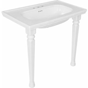 WS Bath Collections Antique 31-1/2" Rectangular Ceramic Console Bathroom Sink with Overflow and 3 Faucet Holes at 8" Centers Glossy White
