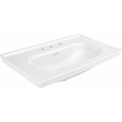WS Bath Collections Antique 31-1/2" Rectangular Ceramic Drop In, Wall Mounted Bathroom Sink with Overflow and 3 Faucet Holes at 8" Centers Glossy White