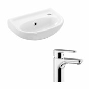 WS Bath Collections Basic 15-1/2" Wall Mounted Bathroom Sink and Single Hole Faucet Included White / Polished Chrome