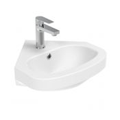 WS Bath Collections Basic 17-7/8" Corner Ceramic Wall Mounted Bathroom Sink with Overflow and Single Faucet Hole Glossy White