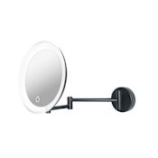 WS Bath Collections Beauty 18" W x 3-1/8" H Modern Circular Framed Makeup Wall Mirror with LED Lighting Matte Black
