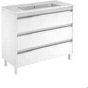 WS Bath Collections Belle 40" Free Standing Single Vanity Set with Engineered Wood Cabinet and Ceramic Vanity Top with Integrated Sink Gloss White