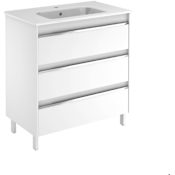 WS Bath Collections Belle 32" Free Standing Single Vanity Set with Engineered Wood Cabinet and Ceramic Vanity Top with Integrated Sink Gloss White