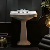 WS Bath Collections Ciuci 28-3/10" Pedestal Bathroom Sink with Three Faucet Holes - Includes Overflow White