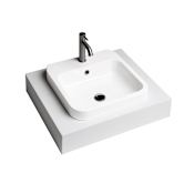 WS Bath Collections Cosa 18-7/8" Square Ceramic Drop-In Bathroom Sink with Overflow and Single Faucet Hole Gloss White