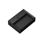 WS Bath Collections Cut 23-5/8" Rectangular Ceramic Vessel / Wall Mounted Bathroom Sink with Overflow and Single Hole Glossy Black
