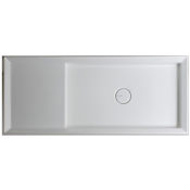 WS Bath Collections Cut 35-3/8" Rectangular Ceramic Vessel Bathroom Sink with Overflow and Single Hole Gloss White