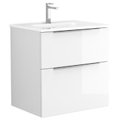 WS Bath Collections Dalia 24" Wall Mounted Single Basin Vanity Set with Cabinet and Ceramic Vanity Top Glossy White