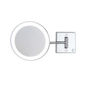 WS Bath Collections Discololed 9-1/8" Diameter Circular Framed Makeup Wall Mirror Polished Chrome