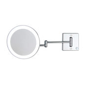 WS Bath Collections Discololed 9-1/8" Diameter Circular Framed Makeup Wall Mirror Polished Chrome