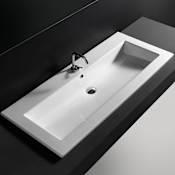 WS Bath Collections Drop 47-1/5" Drop In Bathroom Sink with Single Faucet Hole and Overflow Ceramic White