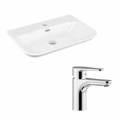 WS Bath Collections Edge 26-3/10" Vessel Bathroom Sink and Single Hole Faucet Included White / Polished Chrome