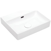 WS Bath Collections Edge 21-11/16" Rectangular Ceramic Vessel, Wall Mounted Bathroom Sink with Overflow Glossy White