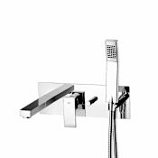 WS Bath Collections Demetra Tub Faucet and Trim with Single Function Hand Shower Polished Polished Chrome