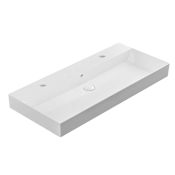 WS Bath Collections Energy 38-5/8" Rectangular Ceramic Wall Mounted Bathroom Sink with Overflow and 2 Faucet Holes at 8" Centers Gloss White
