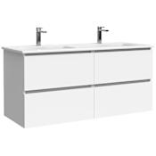 WS Bath Collections Flora 48" Wall Mounted Vanity Set with Cabinet Matte White