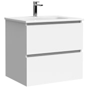 WS Bath Collections Flora 24" Wall Mounted Vanity Set with Cabinet Matte White