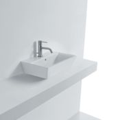 WS Bath Collections Whitestone 17-4/5" Ceramic Vessel Bathroom Sink with Single Faucet Hole and Overflow White