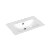 WS Bath Collections Joy 28" Rectangular Ceramic Drop In Bathroom Sink with Overflow and 3 Faucet Holes at 8" Centers Glossy White