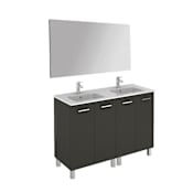 WS Bath Collections Logic Vanities 48" Free Standing Single Basin Vanity Set with Cabinet, Ceramic Vanity Top, and Mirror Anthracite