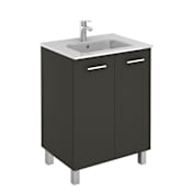 WS Bath Collections Logic Vanities 30" Free Standing Single Basin Vanity Set with Ceramic Vanity Top Anthracite