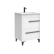 WS Bath Collections Lotus 24" Free Standing Single Basin Vanity Set with Cabinet and Ceramic Vanity Top Glossy White