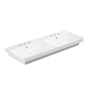 WS Bath Collections Luxury 47" Rectangular Ceramic Drop In or Wall Mounted Bathroom Sink with Overflow and 6 Faucet Holes at 8" Centers Glossy White