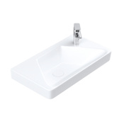 WS Bath Collections Luxury 19-5/16" Rectangular Ceramic Drop In or Wall Mounted Bathroom Sink and 1 Faucet Hole Glossy White