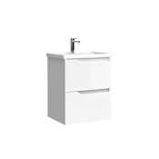 WS Bath Collections Menta 20" Wall Mounted Single Basin Vanity Set with Cabinet and Ceramic Vanity Top Glossy White