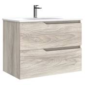 WS Bath Collections Menta 32" Wall Mounted Single Basin Vanity Set with Cabinet and Ceramic Vanity Top Grey Pine