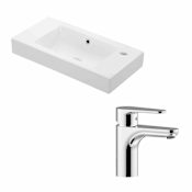 WS Bath Collections Minimal 27-3/5" Vessel Bathroom Sink and Single Hole Faucet Included White / Polished Chrome