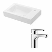 WS Bath Collections Minimal 22-1/10" Vessel Bathroom Sink and Single Hole Faucet Included White / Polished Chrome
